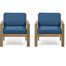 Load image into Gallery viewer, Antoine - Outdoor Acacia Wood Club Chairs With Cushions, (Set of 2)