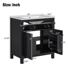 Load image into Gallery viewer, Bathroom Vanity With Ceramic Sink, Modern Single Bathroom Cabinet With 2 Doors And A Shelf, Soft Close Doors