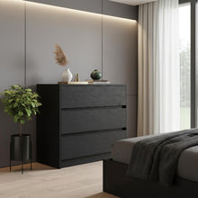Load image into Gallery viewer, Wood Three Drawer Dresser - Black