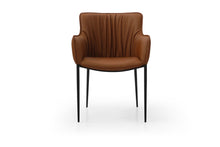 Load image into Gallery viewer, Faux Leather Steel Dining Arm Chair - Brown / Black