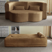 Load image into Gallery viewer, Floor Convertible Sleeper Sofa Bed With 2 Pillows