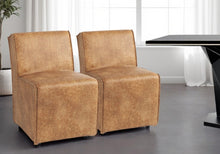 Load image into Gallery viewer, Upholstered Faux Leather Dining Side Chairs With Wheels (Set of 2) - Brown