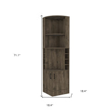 Load image into Gallery viewer, Corner Bar Cabinet With Two Doors - Dark Brown