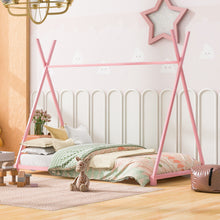 Load image into Gallery viewer, Metal House Platform Bed With Triangle Structure, Low Profile Design
