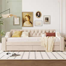 Load image into Gallery viewer, Upholstered Daybed With Storage Armrests And USB Port