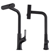 Load image into Gallery viewer, Kitchen Waterfall Faucet With Pull Down Sprayer, Single Handle, 360 Degree Rotating