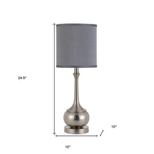 Load image into Gallery viewer, Metal Round Table Lamp With Gray Cone Shade - Nickel