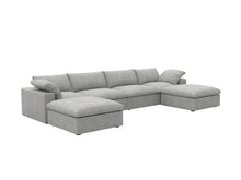 Load image into Gallery viewer, 160" 2 Piece Living Room Set Blend Modular Sofa With Ottoman Storage - Light Gray