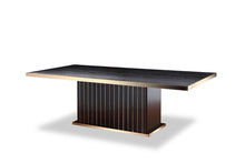 Load image into Gallery viewer, Wood Pedestal Base Dining Table - Black / Gold