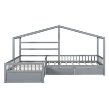 Load image into Gallery viewer, L Shape Platform Bed With 3 Storage Drawers