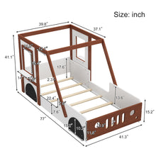 Load image into Gallery viewer, Fun Play Design Twin Size Car Bed, Kids Platform Bed In Car Shaped For Kids Boys Girls Teens - White / Orange