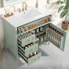 Load image into Gallery viewer, Bathroom Vanity With Sink, 3 Drawers & Cabinet With Adjustable Shelves