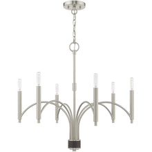 Load image into Gallery viewer, 24" Six Light Dimmable Chandelier With Shades - Nickel / Pearl Silver