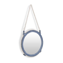 Load image into Gallery viewer, 13" Metal And Rope Round Accent Mirror - Blue / White