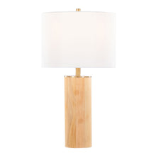 Load image into Gallery viewer, Cylinder - Ash Contemporary Table Lamp - Ash / Antique Brass / White