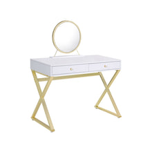 Load image into Gallery viewer, Finish Round Dresser Mirror - White & Gold