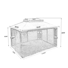 Load image into Gallery viewer, 13 0 Outdoor Patio Gazebo Canopy Tent With Ventilated Double Roof And Mosquito Net (Detachable Mesh Screen On All Sides) Suitable For Lawn Garden Backyard And Deck Top - Brown
