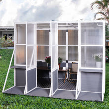 Load image into Gallery viewer, Greenhouse, Wooden Lean To Greenhouses For Outdoors, Heavy Duty Walk In Green House For Outside Winter, Large Hot House For Sunroom Storage Shed, Garden, Backyard - White / Gray
