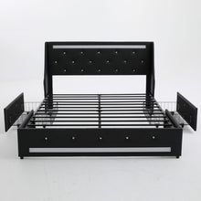 Load image into Gallery viewer, Wingback Upholstered Bed Frame With LED Lights, Charging Station