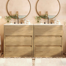 Load image into Gallery viewer, Double Sinks Bathroom Vanity Set With 2 Ceramic Basins