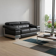 Load image into Gallery viewer, Love Seat Genuine Leather - Black / Silver