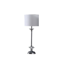 Load image into Gallery viewer, Metal Table Lamp With White Globe Shade - Silver
