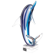 Load image into Gallery viewer, Murano Dolphin Figurine Tabletop Sculpture (376128) - Blue