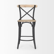 Load image into Gallery viewer, 26" Solid Wood And Iron Counter Height Bar Chair - Gray / Natural