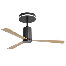 Load image into Gallery viewer, Modern Flush Mount Ceiling Fan With Led Light And Remote Control, 3 ABS Blades Noiseless Reversible Dc Motor For Patio Living Room - Matte Black