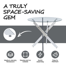 Load image into Gallery viewer, Dining Table With Cross Metal Leg And Tempered Glass, Modern Space Saving Kitchen Table For Living Room