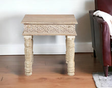 Load image into Gallery viewer, Distressed Solid Wood Square End Table - White