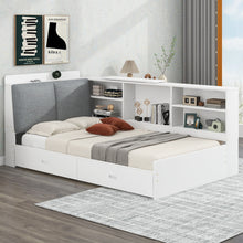Load image into Gallery viewer, Platform Bed With Storage Headboard, Shelves And 2 Drawers