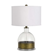 Load image into Gallery viewer, Glass Globe Table Lamp With White Drum Shade - Nickel
