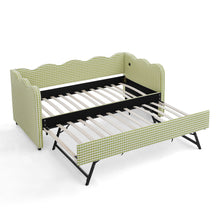 Load image into Gallery viewer, Gingham Daybed With USB Charging Port, Wave-Shaped Design