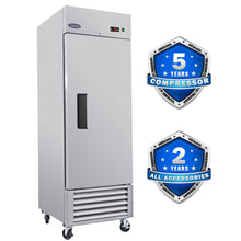 Load image into Gallery viewer, Commercial Refrigerator 23 Cu.Ft With 1 Solid Door Reach-In Refrigerators Stainless Steel Etl Approved Upright Fridge Storage - Silver
