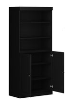 Load image into Gallery viewer, Adjustable Six Tier Library Bookcase With Two Doors - Black