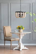 Load image into Gallery viewer, 4 Light Wood Chandelier, Hanging Light Fixture With Adjustable Chain For Kitchen, Bulb Not Included - Cream