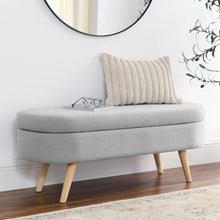 Load image into Gallery viewer, Ottoman Oval Storage Bench With Rubber Wood Legs Linen - Gray