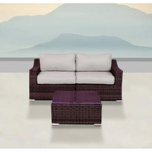Load image into Gallery viewer, Wicker 2 Person Conversation Set, Durable Outdoor Seating With Cushions Mix - Brown Mix