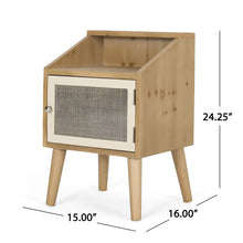 Load image into Gallery viewer, Contemporary End Table With Rattan Accents And Tempered Glass - Natural / White