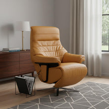 Load image into Gallery viewer, Tufted Genuine Leather Power Swivel Recliner - Yellow