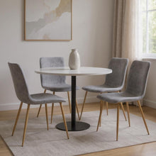 Load image into Gallery viewer, Fabric Dining Side Chairs (Set of 4) - Dark Gray / Gold