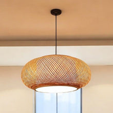 Load image into Gallery viewer, Bamboo Rattan Oval Open Weave Hanging Ceiling Light - Natural