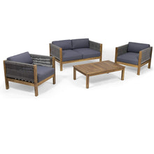 Load image into Gallery viewer, Charlotte - Outdoor And Rope 4 Seater Chat Set With Cushions - Teak