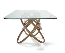 Load image into Gallery viewer, 94" Glass And Solid Wood Pedestal Base Dining Table - Natural