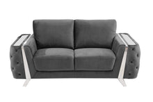Load image into Gallery viewer, Velvet Loveseat - Dark Gray / Silver