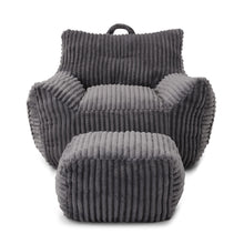 Load image into Gallery viewer, Giant Bean Bag Chair With Armrests And Footstool