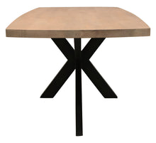 Load image into Gallery viewer, 82" Solid Wood And Iron Pedestal Base Dining Table - Natural / Brown