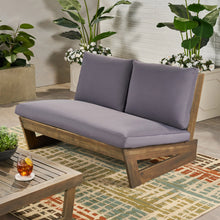 Load image into Gallery viewer, Outdoor Loveseat With Slat Paneling And Water Resistance Cushion - Dark Gray