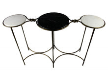Load image into Gallery viewer, Genuine Marble Round Frame Console Table - Black And White And Gold